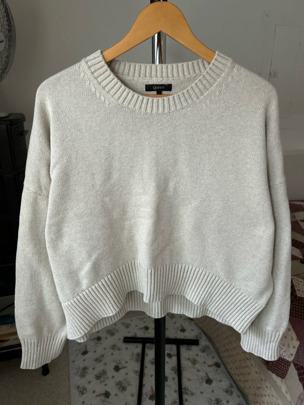 Quince 100% Organic Cotton Boyfriend Crew Neck Pullover Knit Sweater Large